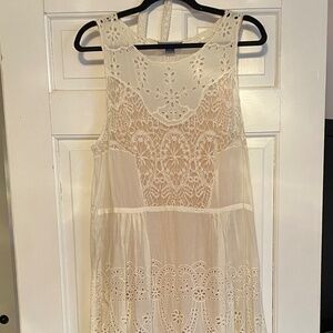 Anthropologie NEW LIL Windward Sleeveless Lace Eyelet White Dress - Size 14